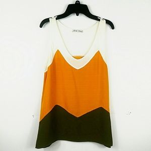 Zara WB Collection Textured Orange Green Top S